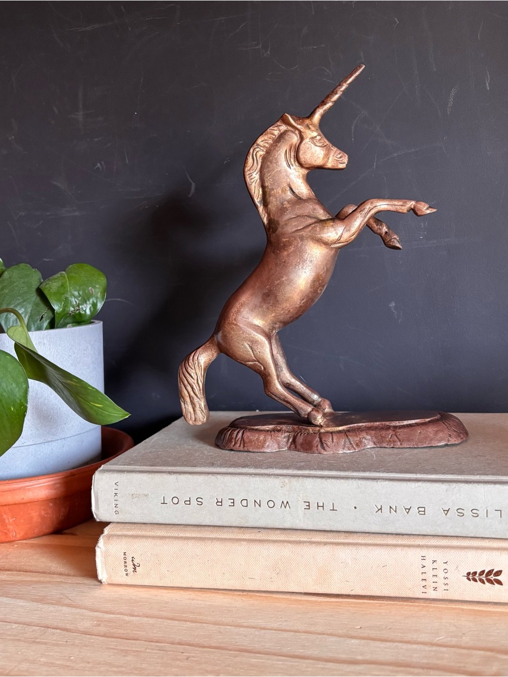 Solid Brass Rearing Unicorn Figurine Vintage Mythical Fantasy